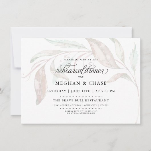 REPETITIE | Bleke pastel Waterverf gebladerte Kaart (Voorkant)