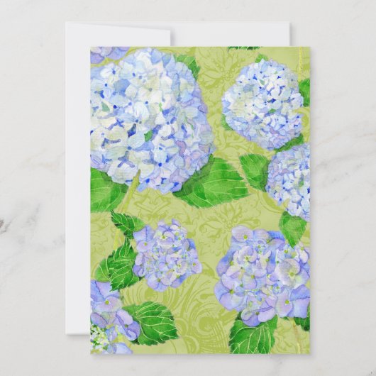 Repetitie Diner - Blauw Hydrangea Kant Bloemen Kaart (Achterkant)