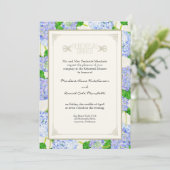 Repetitie Diner - Blauw Hydrangea Kant Bloemen Kaart (Staand voorkant)