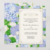 Repetitie Diner - Blauw Hydrangea Kant Bloemen Kaart (Voorkant / Achterkant)