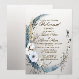 Repetitie Diner Boho White Flower Blue Moon Party Kaart