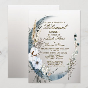 Repetitie Diner Boho White Flower Blue Moon Party Kaart