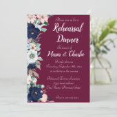 Repetitie Diner Bourgogne Elegante Bloemen Kaart (Staand voorkant)