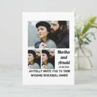 Repetitie diner bruiloft aangepaste 3 foto collage kaart