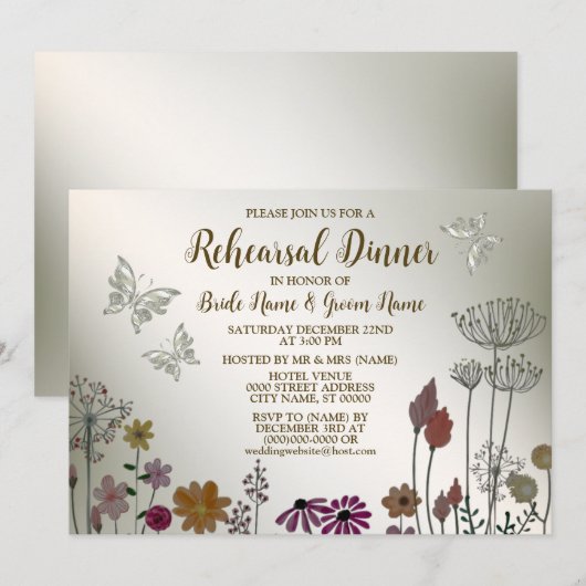 repetitie diner bruiloft feest kleurrijke bloemen kaart (Voorkant / Achterkant)