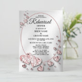 repetitie diner bruiloft feest roze perzik harten kaart (Staand voorkant)