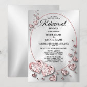 repetitie diner bruiloft feest roze perzik harten kaart (Voorkant / Achterkant)