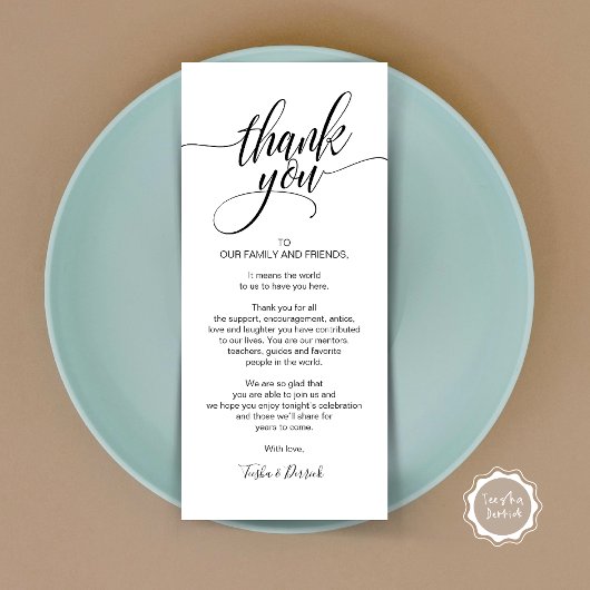 Repetitie Diner Dank u Plaats Kaart