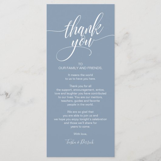 Repetitie Diner Dank u Plaats Kaart (Voorkant)