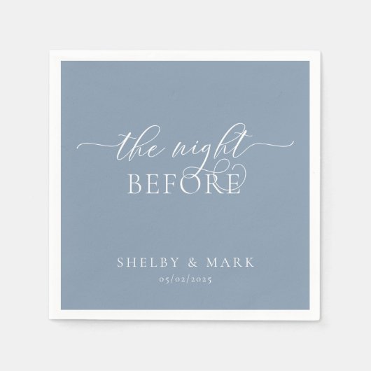 Repetitie Diner, de avond ervoor in Dusty Blue Servet (Voorkant)