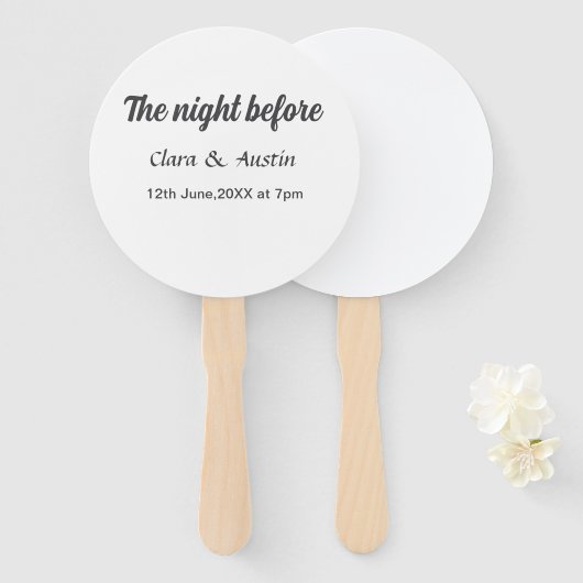 Repetitie diner de avond voor eenvoudige minimale  handwaaier (Voorkant en achterkant)