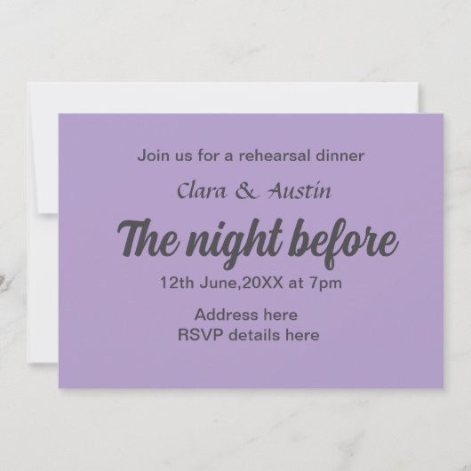 Repetitie diner de avond voor eenvoudige minimale kaart (Voorkant)