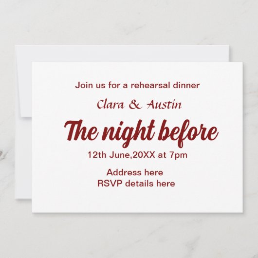 Repetitie diner de avond voor eenvoudige minimale kaart (Voorkant)