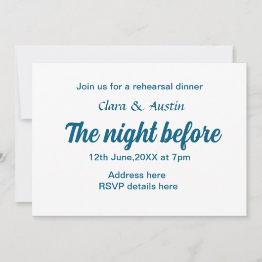 Repetitie diner de avond voor eenvoudige minimale  kaart (Voorkant)