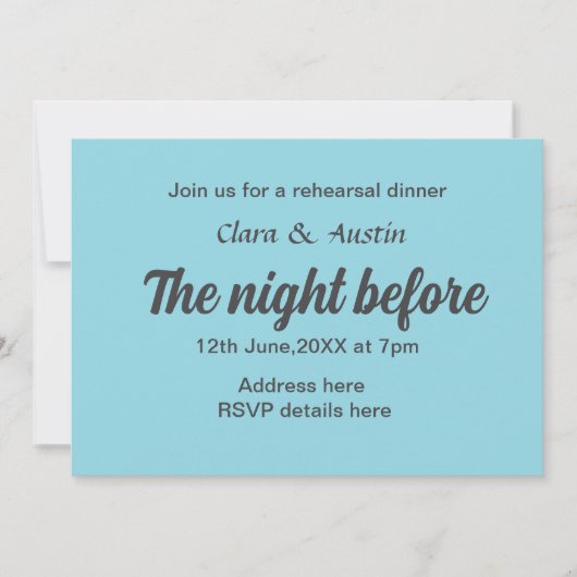 Repetitie diner de avond voor eenvoudige minimale kaart (Voorkant)