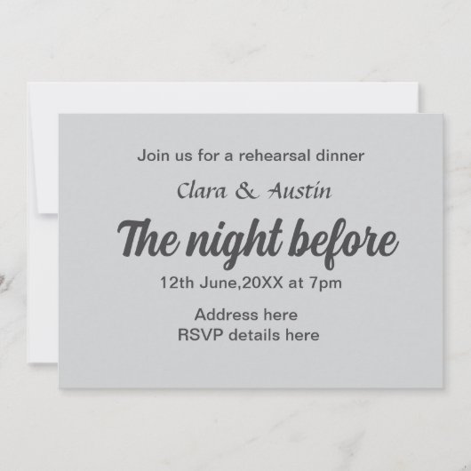 Repetitie diner de avond voor eenvoudige minimale kaart (Voorkant)