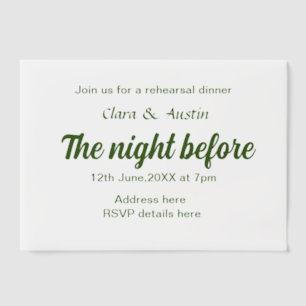 Repetitie diner de avond voor eenvoudige minimale  vellum uitnodigingen
