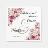 Repetitie Diner Dusty Roze Boho Bloemen Huwelijk Servet (Voorkant)
