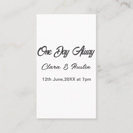 Repetitie diner een dag voor de bruiloft naam datu visitekaartje (Voorkant)