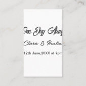 Repetitie diner één dag voor middernacht naam da visitekaartje (Achterkant)