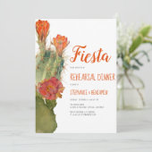 Repetitie Diner Fiesta Cactus Bloemen Waterverf Kaart (Staand voorkant)