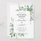 Repetitie diner gebladerte groen elegante uitnodig kaart (Voorkant)