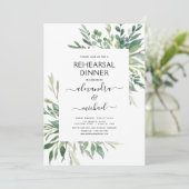 Repetitie diner gebladerte groen elegante uitnodig kaart (Staand voorkant)