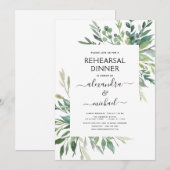 Repetitie diner gebladerte groen elegante uitnodig kaart (Voorkant / Achterkant)