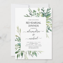 Repetitie diner gebladerte groen elegante uitnodig kaart