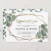 Repetitie diner geo eucalyptus uitnodiging (Voorkant / Achterkant)