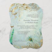 Repetitie Diner Goud Blad Peacock Veer Elegant Kaart (Voorkant / Achterkant)