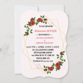 Repetitie Diner Goud Glitters Rode Bloemen Kaart