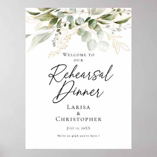 Repetitie Diner groen elegant welkom Poster (Voorkant)