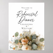 Repetitie Diner groen en rozen welkom Poster (Voorkant)