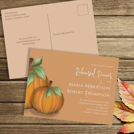 Repetitie diner herfst chic pompoenen schattig briefkaart