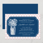 Repetitie Diner Honingraat Mason Jar Wildflowers Kaart (Voorkant / Achterkant)