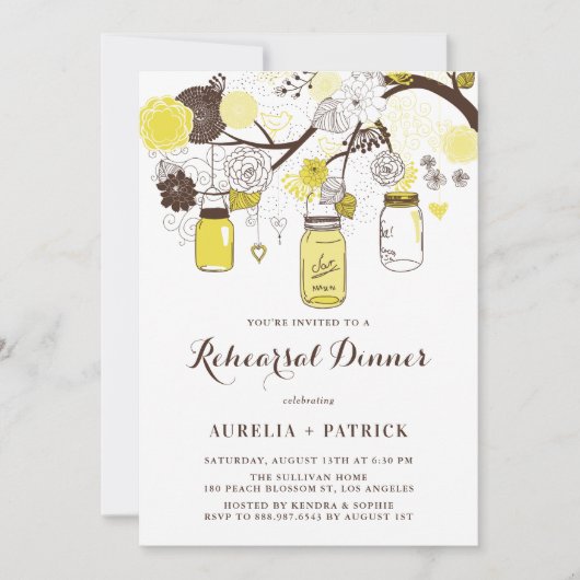 Repetitie diner in gele metseljars kaart (Voorkant)