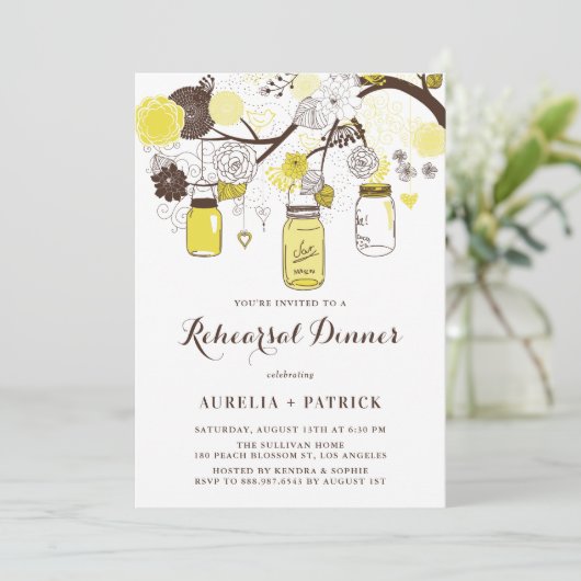 Repetitie diner in gele metseljars kaart (Staand voorkant)