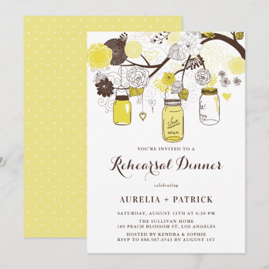 Repetitie diner in gele metseljars kaart (Voorkant / Achterkant)