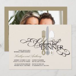 repetitie diner klassieke rollen 2 bruiloft uitnod kaart