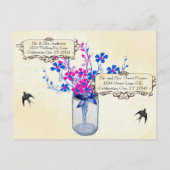 Repetitie Diner Mason Jar Lapis Blauw en Hot Pink Uitnodiging Briefkaart (Achterkant)