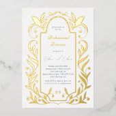 Repetitie diner met groene bladeren folie uitnodiging (Voorkant)