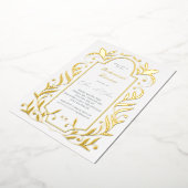 Repetitie diner met groene bladeren folie uitnodiging (Gedraaid)