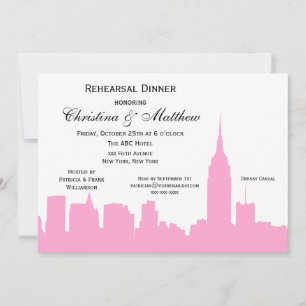 Repetitie diner met NYC roze skyline silhouet Kaart