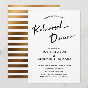 Repetitie Diner Moderne kalligrafie, gouden strepe Kaart