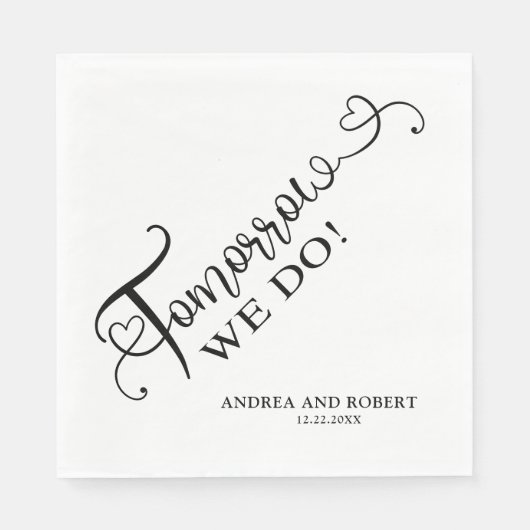 Repetitie diner Morgen doen we bruiloft Servet (Voorkant)