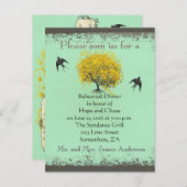 repetitie diner mosterd hart blad boom uitnodiging briefkaart (Voorkant / Achterkant)