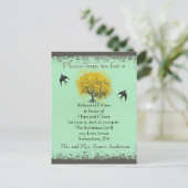 repetitie diner mosterd hart blad boom uitnodiging briefkaart (Staand voorkant)