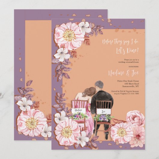 repetitie diner paar uitnodiging (Voorkant / Achterkant)