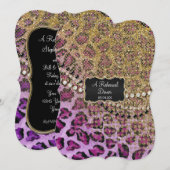 Repetitie Diner Paarse Gouden Luipaard Dierenprint Kaart (Voorkant / Achterkant)